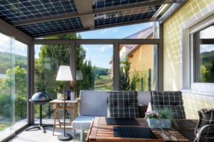 Sommergarten mit Solareindeckung und Schiebeelementen 1