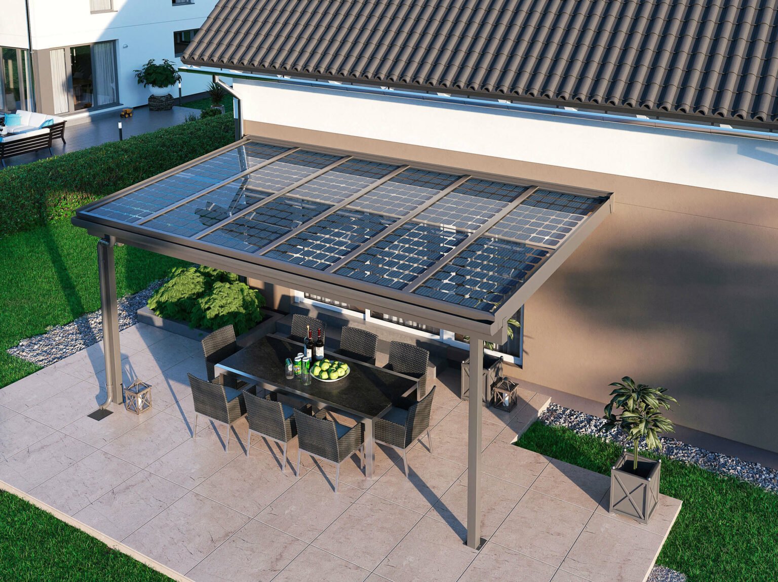 Energie sparen mit Alu Terrassendach Solar