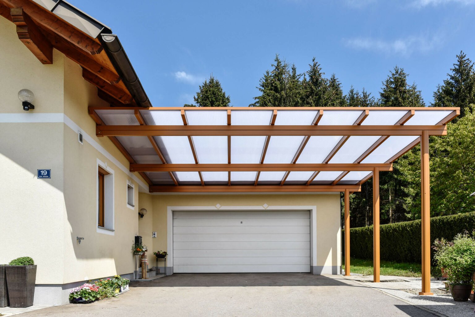 carport ueberdachung vor garage